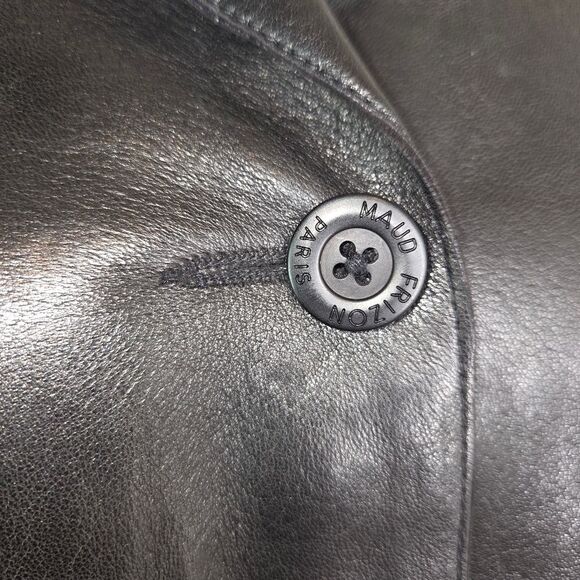 Maud Frizon Paris Lambs Leather Mixed Media Jacket Coat Size 36 Small - Picture 4 of 9